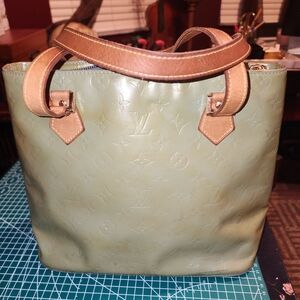 Louis Vuitton Olive Green Vernis Tote with Vachetta Trim